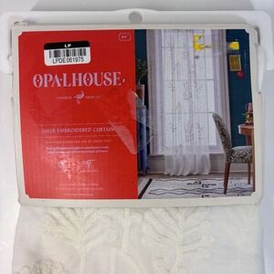 54" X 84" Opal House White Sheer Embroidered Light Filtering Panel (One)